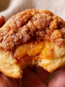 Extreme macro close-up of Peach Cobbler Cookies showing the shimmering granulated sugar and thick soft-baked texture.
