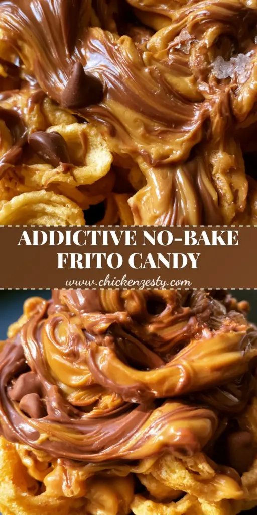 A close up cluster of Peanut Butter Chocolate Frito Munch featuring glossy milk chocolate and creamy peanut butter on golden corn chips.