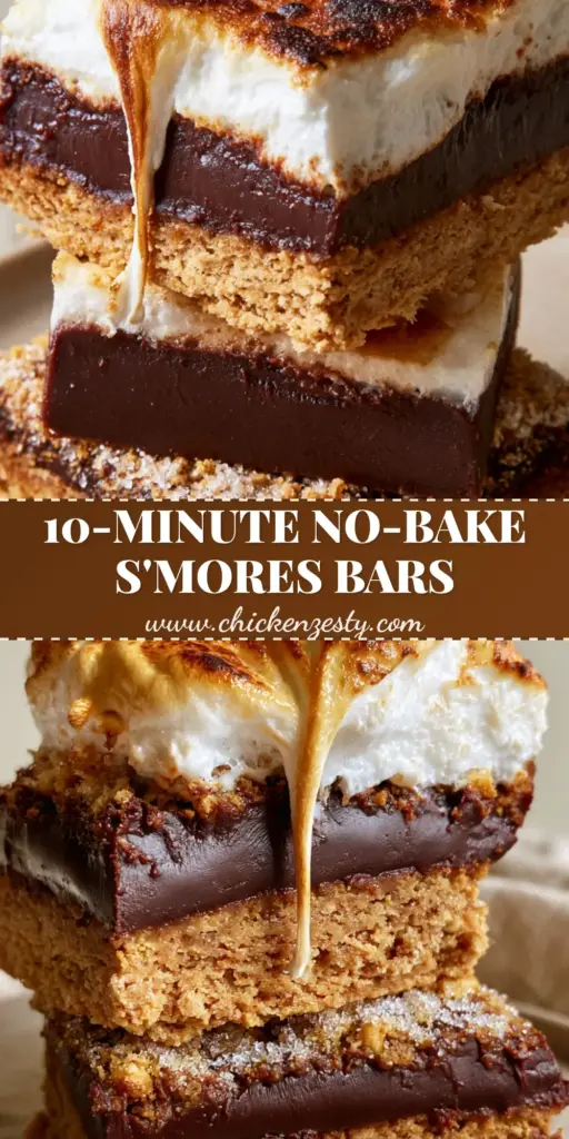 S'more Bars with Toasted Marshmallow Fluff and Dark Chocolate Ganache 3 A stack of three gourmet S'more Bars with dark chocolate ganache and charred marshmallow peaks on a stone plate. (S'more Bars)