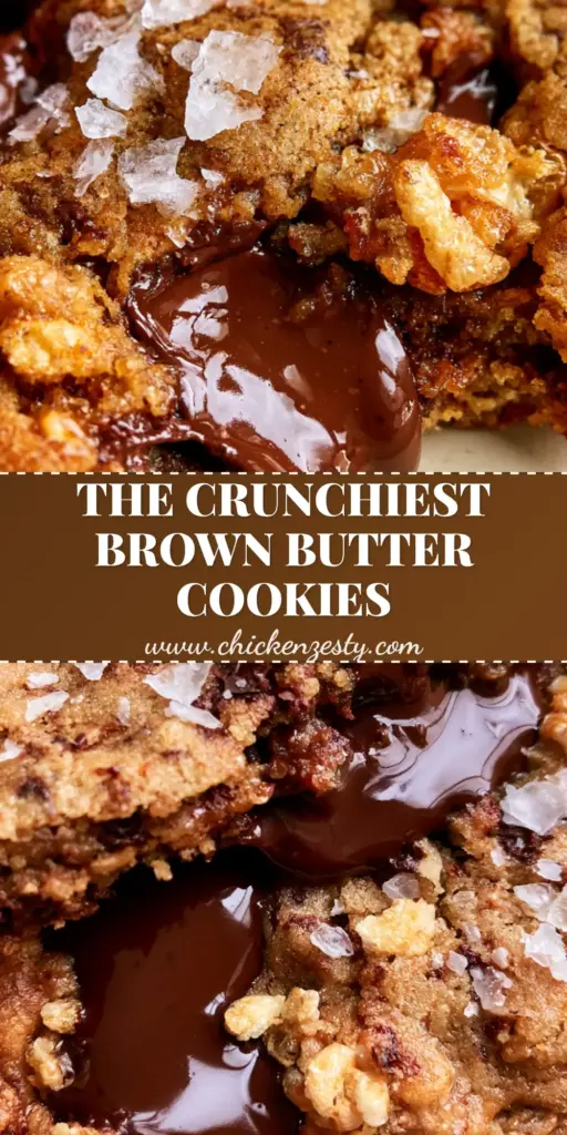 A close-up of a broken Rice Krispie Chocolate Chip Cookie revealing a soft, gooey center and toasted cereal puffs.