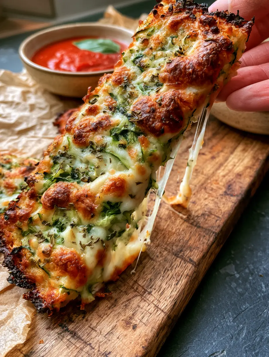 Cheesy Zucchini Breadsticks: The Ultimate Crispy, Low-Carb Snack 3 Macro close-up of Cheesy Zucchini Breadsticks with toasted parmesan crust and visible green zucchini flecks.