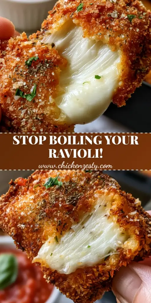 A stack of deep golden-brown Crispy Air Fryer Ravioli showing jagged Panko crust and fresh parsley flakes.