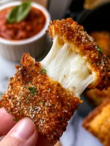 Extreme close-up of a single Crispy Air Fryer Ravioli being pulled apart to show stretchy mozzarella and steam.