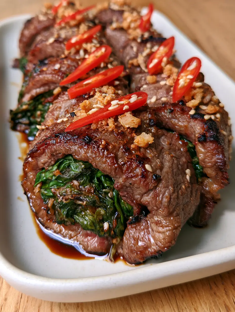 Thai Basil Beef Rolls: The Ultimate Crispy Umami Appetizer 3 Macro handheld photo of five golden crispy Thai basil beef rolls with charred edges and glistening glaze.