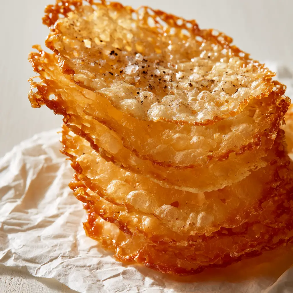 Extreme macro close-up of cheese crisps showing honeycomb structure and tiny air bubbles. (cheese crisps)