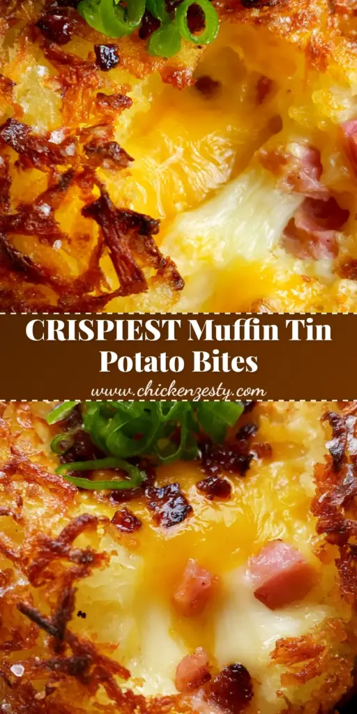 Loaded Hashbrown Bites: The Ultimate Extra-Crispy Muffin Tin Appetizer 4 A close-up of a handheld Loaded Hashbrown Bite with a jagged bite taken out, revealing molten cheese and smoked ham against a grey linen background.