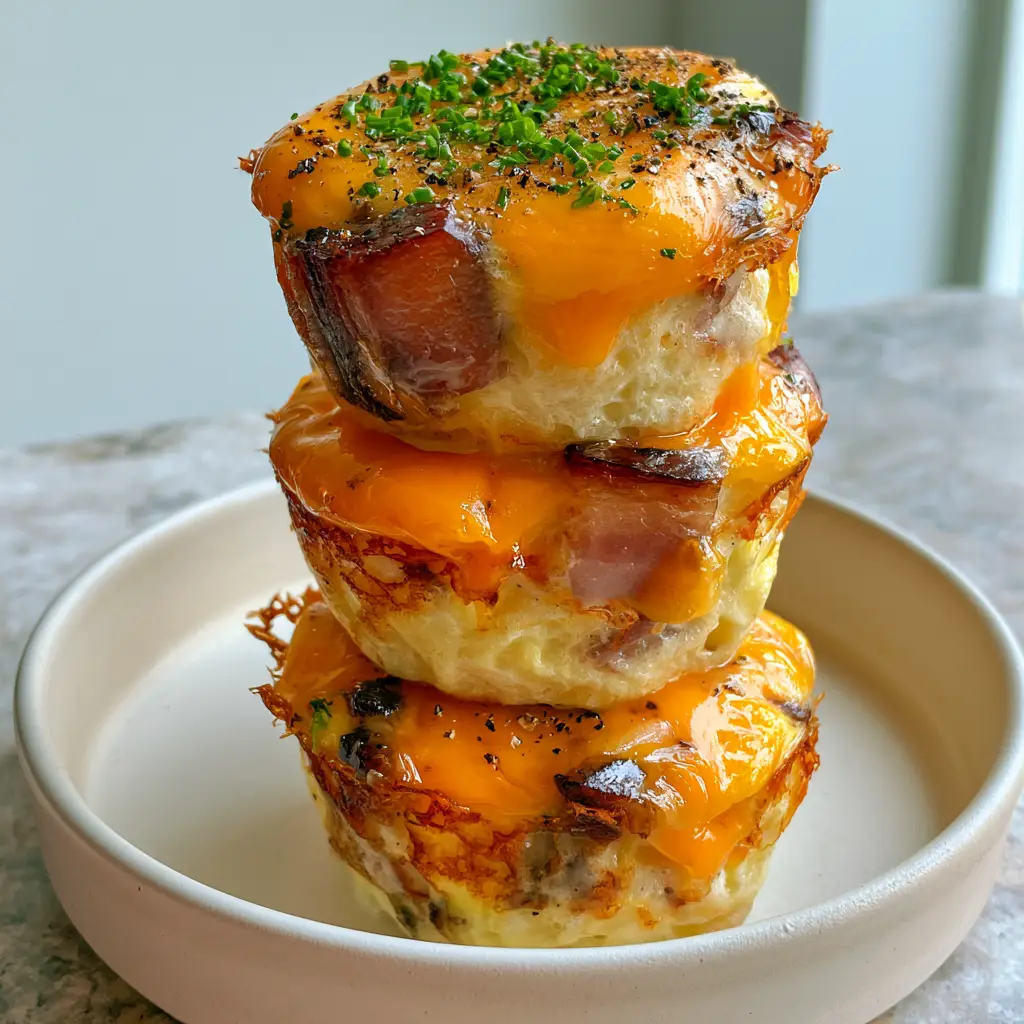 Bacon Cheddar Breakfast Muffins: The Ultimate Fluffy Egg Recipe 2 Close up shot of bacon cheddar breakfast muffins showing the aerated egg texture and crispy cheese edges.