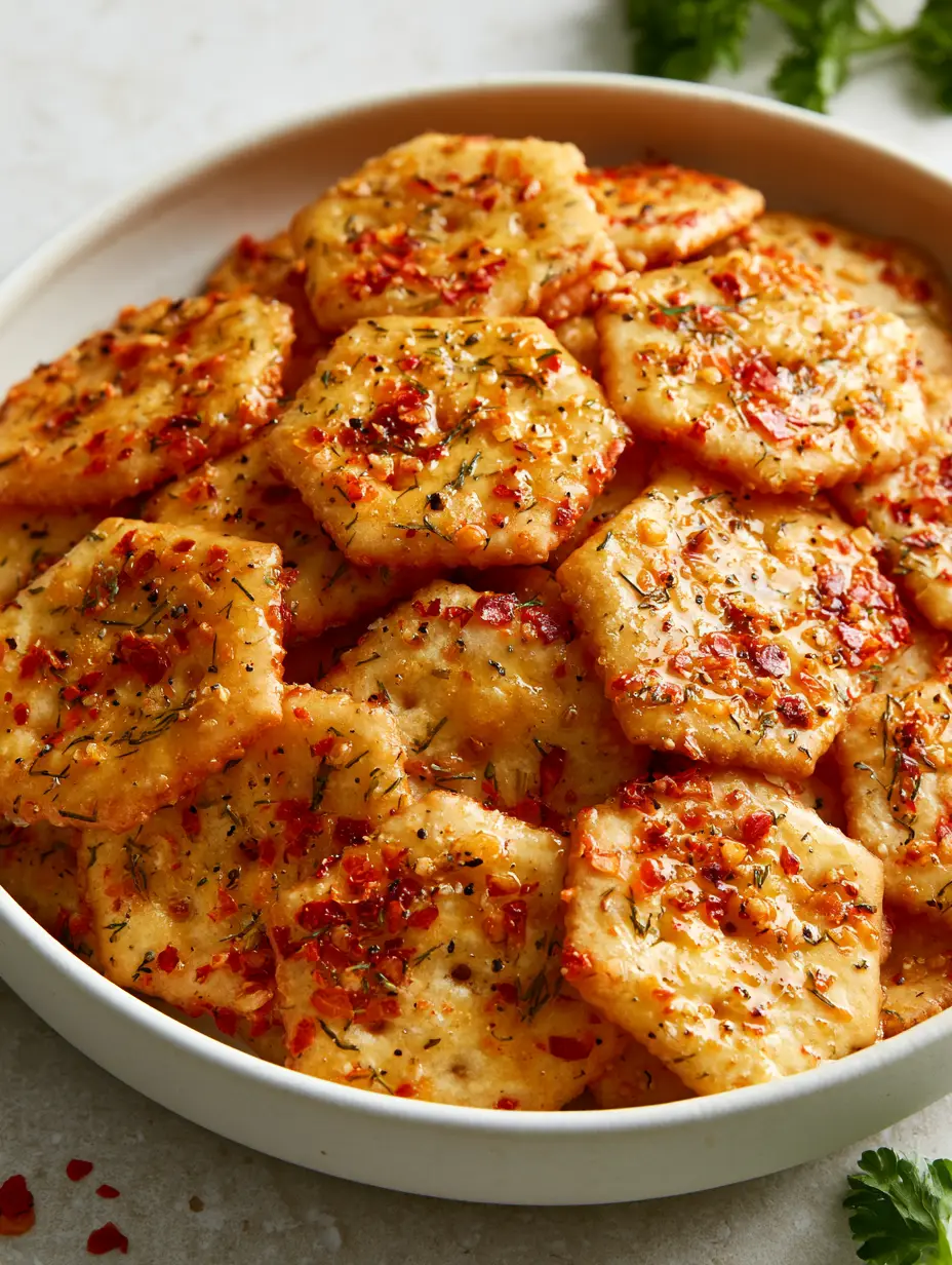 Southern fire crackers recipe: The Ultimate Spicy Alabama Snack Guide 3 Macro shot of Alabama Fire Crackers showing shimmering oil and crushed red pepper flakes. (Southern fire crackers recipe)