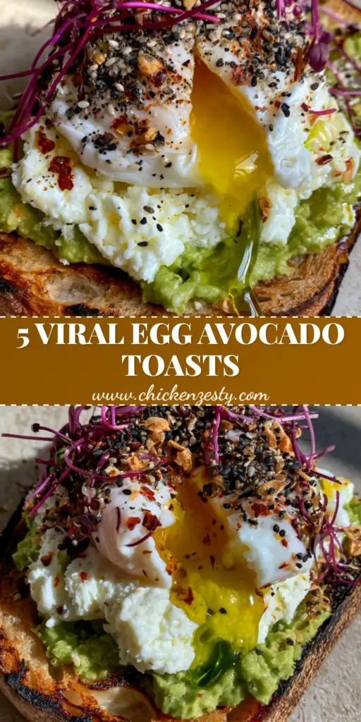 Egg Avocado Toast with Grated Egg and Runny Poached Yolk 4 A gourmet egg avocado toast on charred sourdough with chunky avocado, cloud-like grated egg, a runny poached yolk, purple microgreens, and everything bagel seasoning.