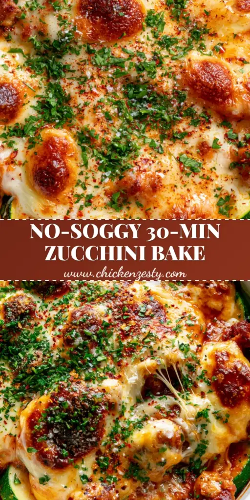 Ground Turkey Zucchini Casserole with Bubbly Mozzarella and Toasted Cheddar 4 A premium white ceramic dish filled with a bubbly ground turkey zucchini casserole featuring golden-brown charred mozzarella and fresh parsley.