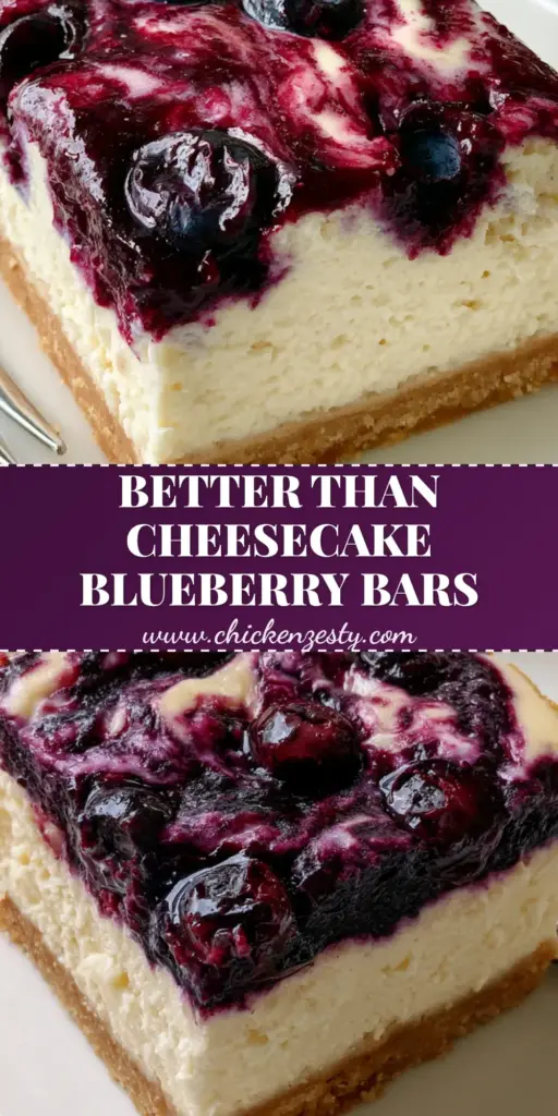 A thick square of blueberry cream cheese bars with indigo swirls and burst berries on a white plate. (blueberry cream cheese bars)