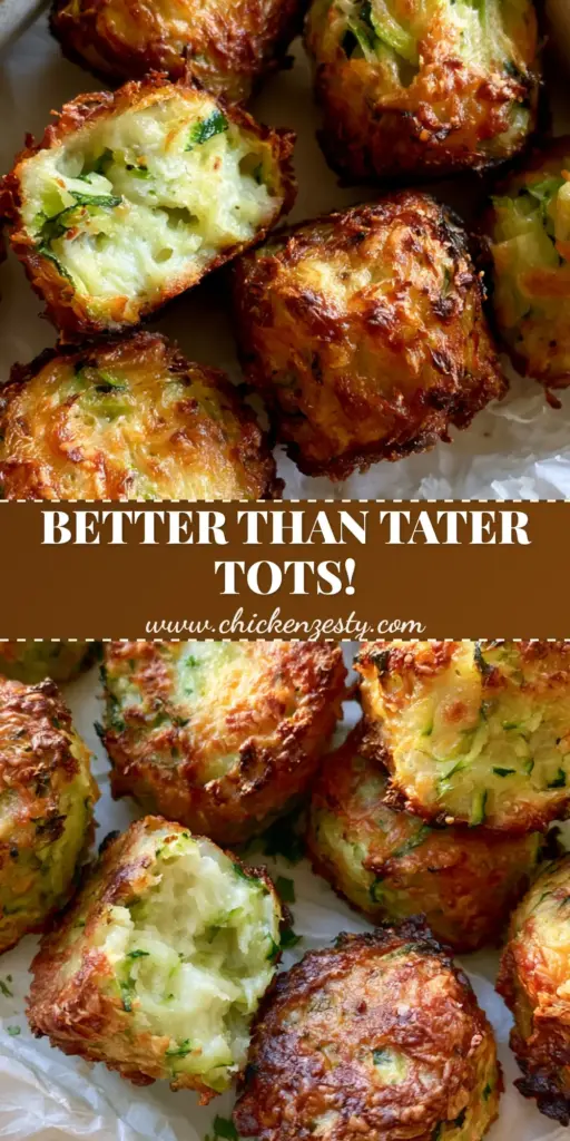 A close-up shot of crispy golden-brown Zucchini Tots on white parchment paper with ranch dip and fresh parsley.